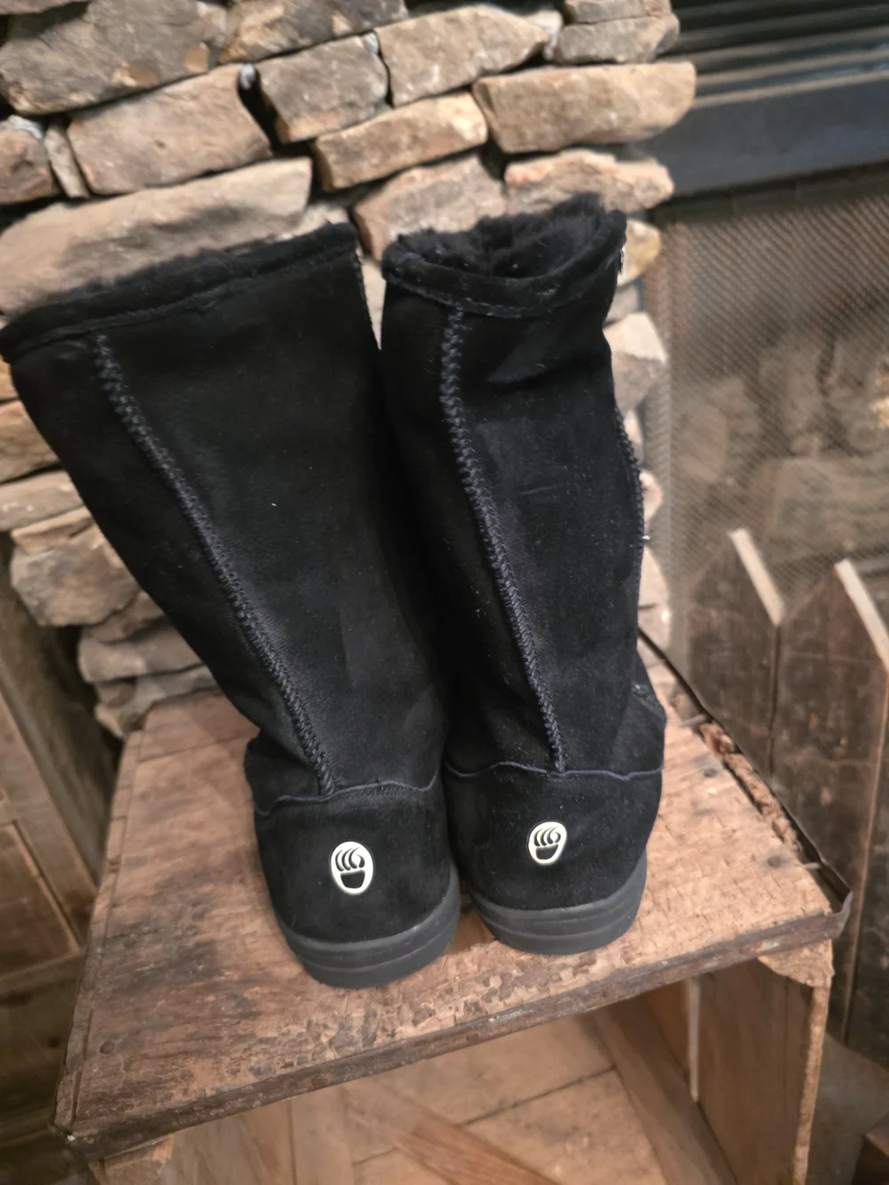 BearPaw Black Plush-Lined Winter Boots